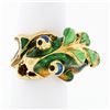 Image 1 : Vintage 18K Yellow Gold Multi Color Enamel Large Dragon or Fish Wrap Band Ring