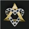 Image 3 : 14k TT Gold 0.45 ctw Pave Sapphire Interlocked Heart Star of David Slide Pendant