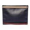 Image 1 : Valentino Navy Blue Leather Double Zip Clutch
