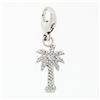 Image 1 : 14k White Gold 0.36 ctw Pave Diamond Palm Tree Dangle Lobster Clasp Charm Pendan
