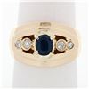 Image 1 : 18k Yellow Gold 0.87 ctw Oval Sapphire & Round Diamond Polished Wide Band Ring