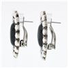 Image 4 : Large Vintage .925 Silver Oval Black Onyx Twisted Wire Bead Work Button Earrings