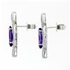 Image 4 : Custom 18k White Gold 3.50 ctw Marquise Amethyst & Diamond Large Stud Earring