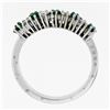 Image 8 : 18k White Gold 1.36 ctw Alternating Round Diamond & Emerald Wedding Band Ring
