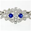 Image 7 : Antique Art Deco Platinum GIA Round Diamond Sapphire Infinity Leaf Link Bracelet