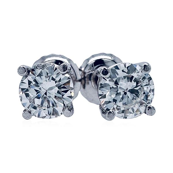 1.00 ctw Diamond Stud Earrings - 14KT White Gold