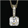 Image 6 : QUALITY 14K Yellow Gold Large Asscher Cut & 5 Round Hand Set CZ Pendant Necklace