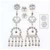 Image 3 : Elegant 18k White Gold 1.35 ctw Diamond Chandelier Milgrain Drop Dangle Earrings