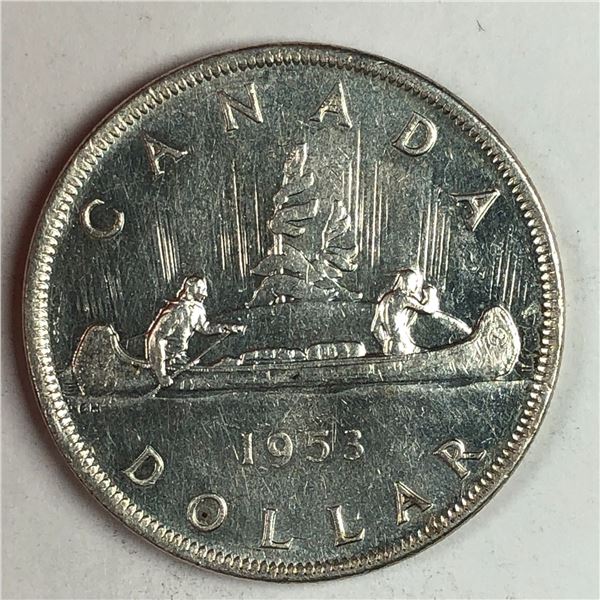 1953 Queen Elizabeth II Canadian Silver Dollar NSS UNC