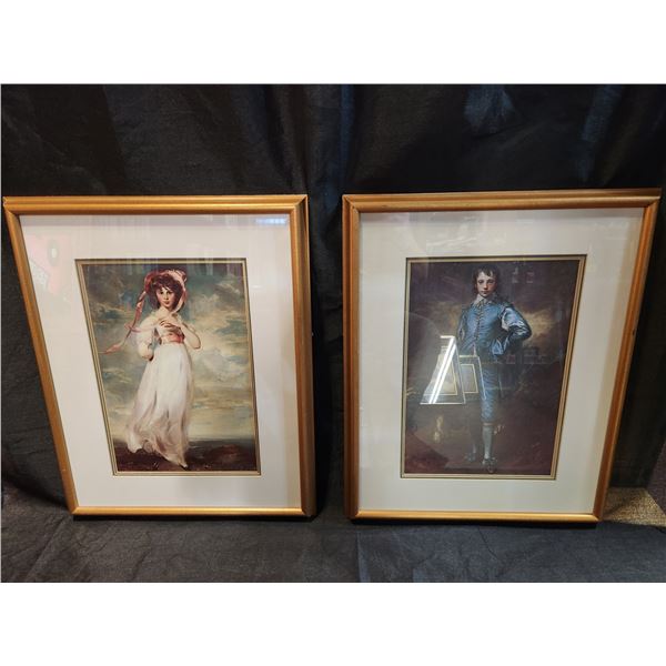 Pinky and Blue Boy Picture Set Nicely Framed