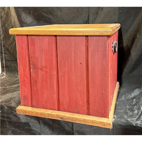 Red Handcrafted Solid Wood Record Storage Box (hold 50ish Vinyl)
