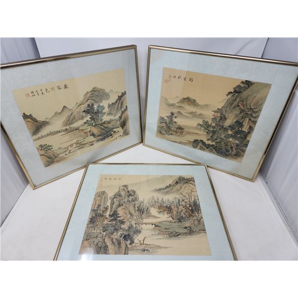 3 Nicely Framed Vintage Asian Prints