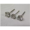Image 1 : Qty 3 Single Diamond Stud Earrings, Platinum & 14k (1.33g)