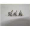 Image 2 : Qty 3 Single Diamond Stud Earrings, Platinum & 14k (1.33g)