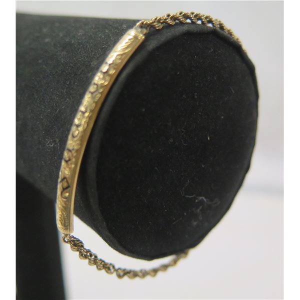 Gold 14k Bracelet w/ 'Sharon', 7" L (5.37g)
