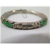 Image 2 : Metal & Green Stone Cuff Bracelet w/ Safety Chain 2.75"dia