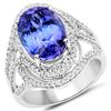 Image 1 : 6.54ct Tanzanite 14K White Gold Ring