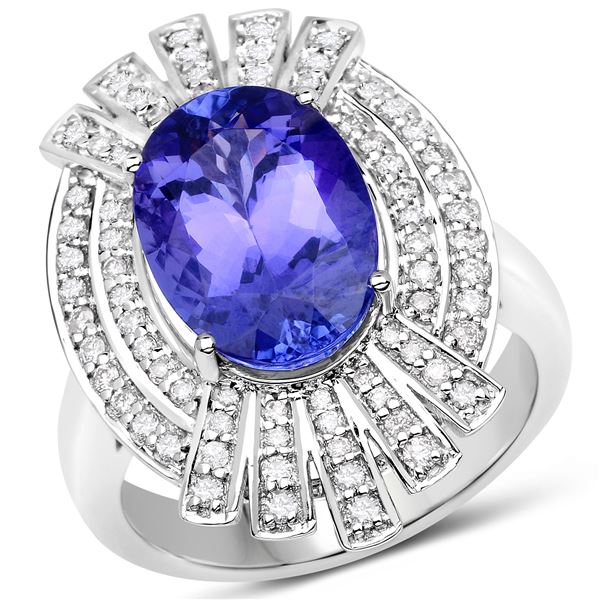 4.96ct Tanzanite 14K White Gold Ring