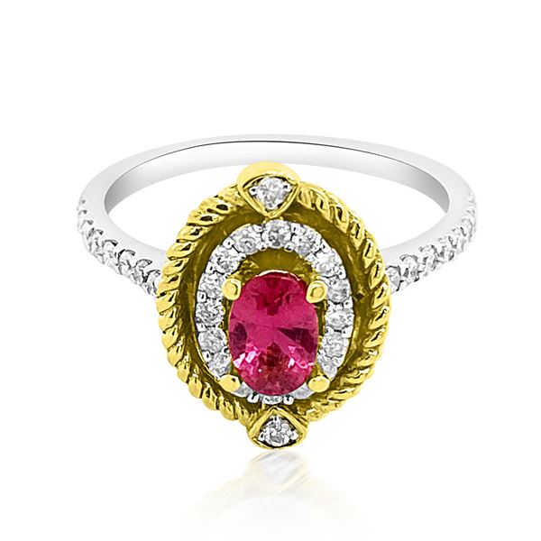 0.4ct Natural Pink Tourmaline 14K White / Yellow Gold 3.2gm Ring