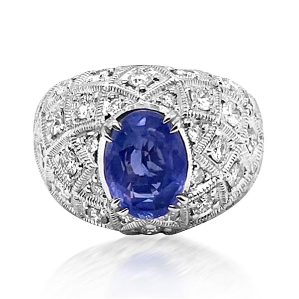 2.83ct Natural Ceylon Blue Sapphire 14K White Gold Ring