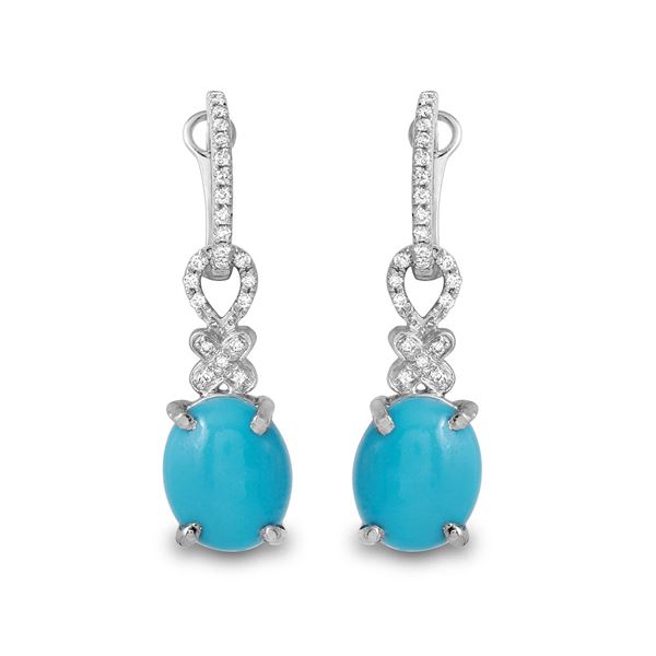 5.43ct Turquoise 14 K White Gold Earrings