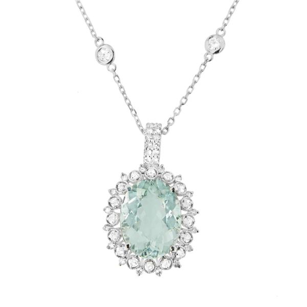 5.46ct Aquamarine 14 K White Gold Pendant