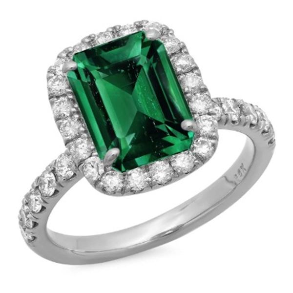 4.08ct Emerald 14 K White Gold Ring