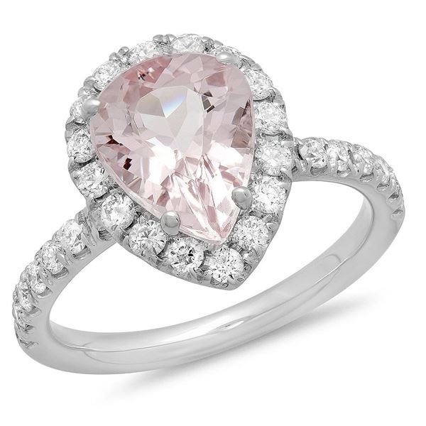 2.28ct Morganite 14 K White Gold Ring