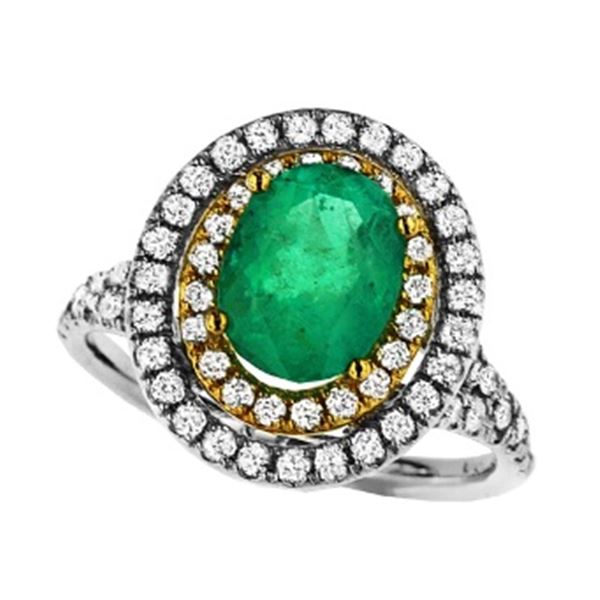 2.21ct Emerald 18 K Yellow White Gold Ring