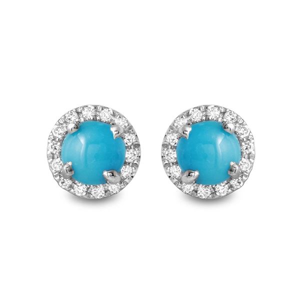 0.87ct Turquoise 14 K White Gold Earrings