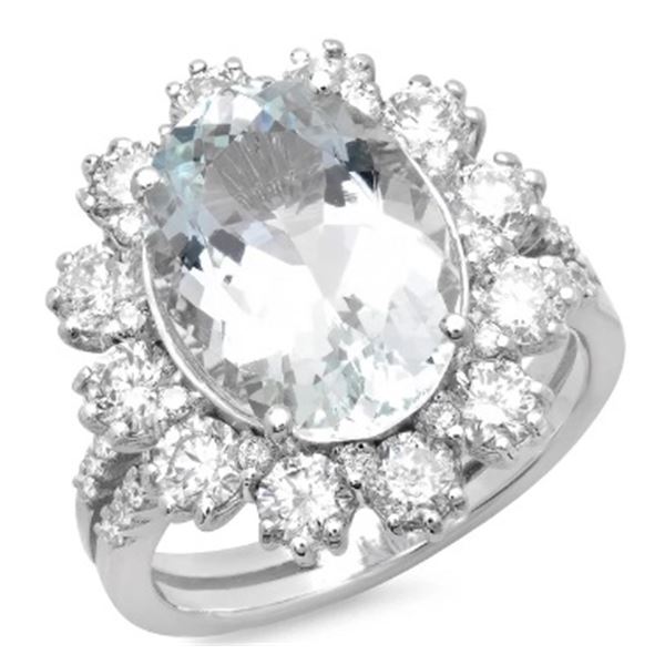 5.15ct Aqua 14 K White Gold Ring