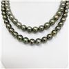 Image 3 : 8-10mm Tahitian Silver Green Near-Round Double-Strand Pearl Necklace with Gold Clasp