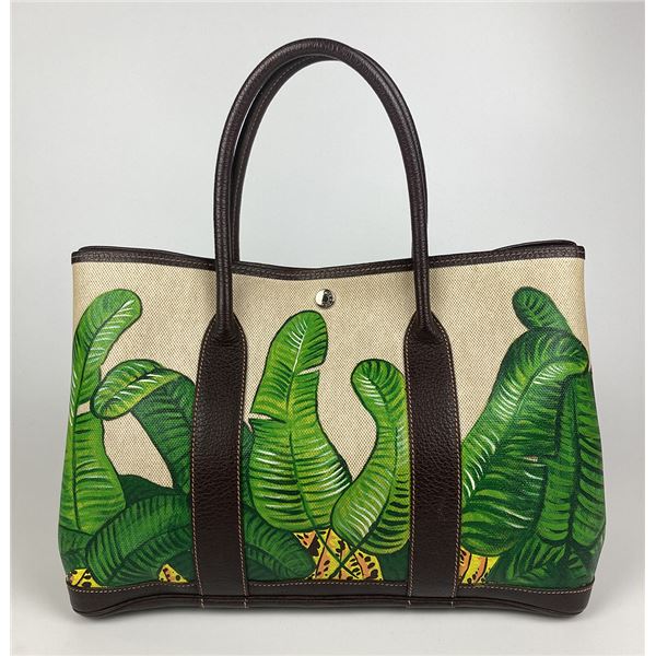 Hermes Hand Painted Banana Leaf Garden Party 35