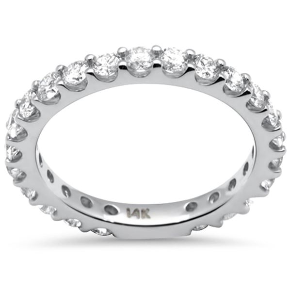 1.28ct 14K White Gold Diamond Wedding Band Ring Size 6.5