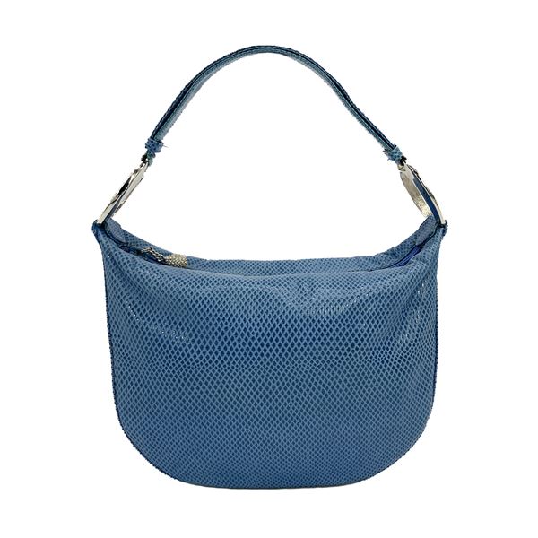 Judith Leiber Blue Lizard Crystal Accent Handbag