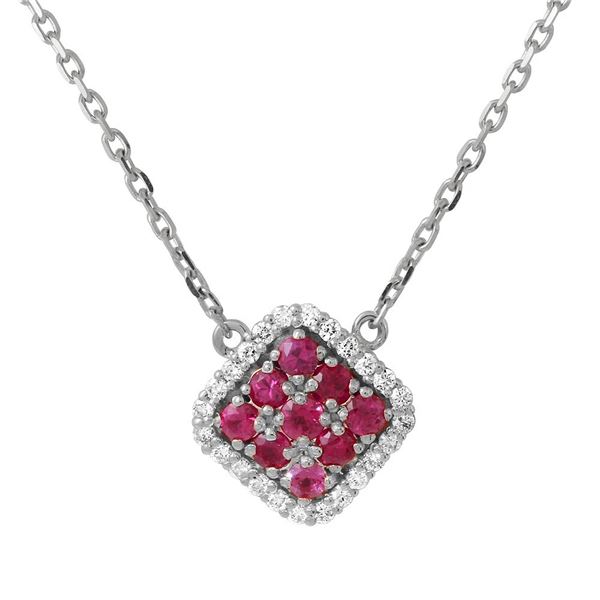 0.48ct Ruby 14 K White Gold Necklaces