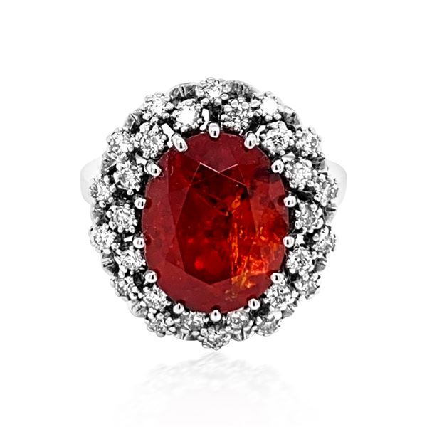 8.84ct Hessonite Garnet 14K White Gold Ring