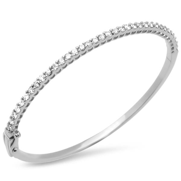 0.99ct Diamond 14K White Gold Bangle Bracelet