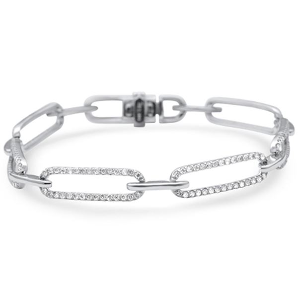 1.52ct 14K White Gold Diamond Paperclip Bracelet