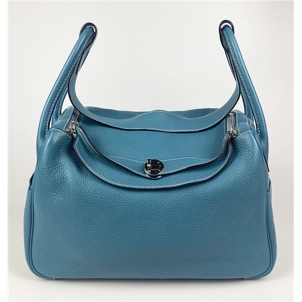 Hermes Blue Jean Clemence leather Lindy Bag