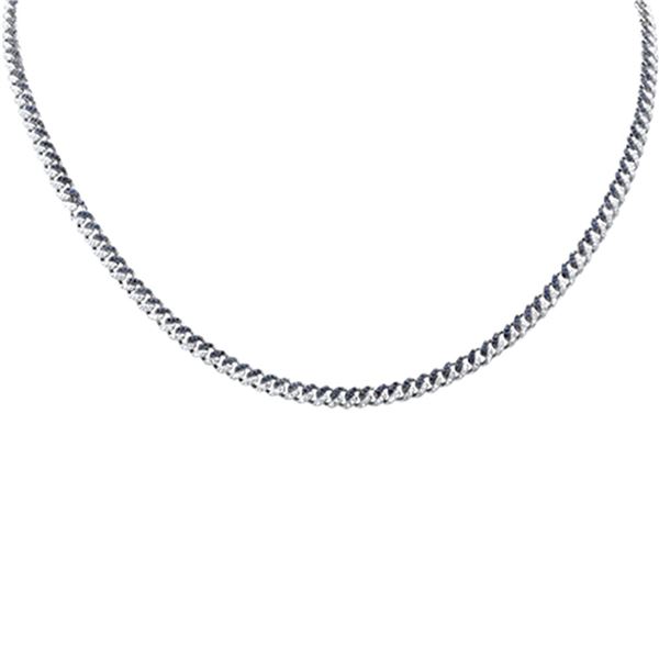 2.05ct 14K White Gold Diamond & Blue Sapphire Cuban Necklace 16 " Long