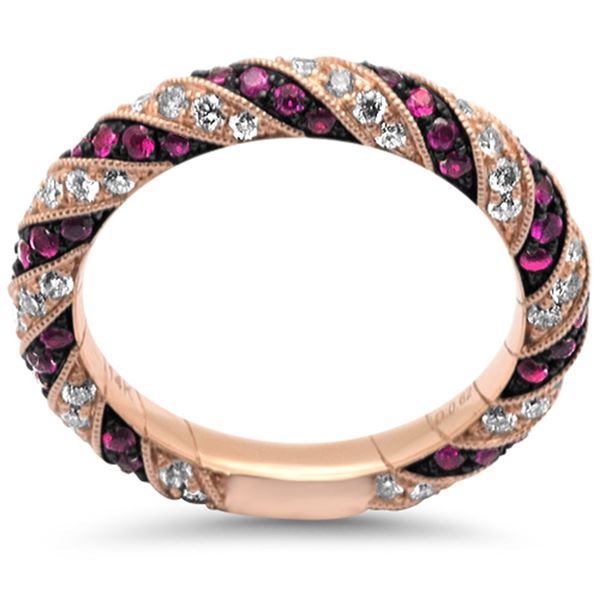 0.61ct 14K Rose Gold Ruby & Diamond Ring Band