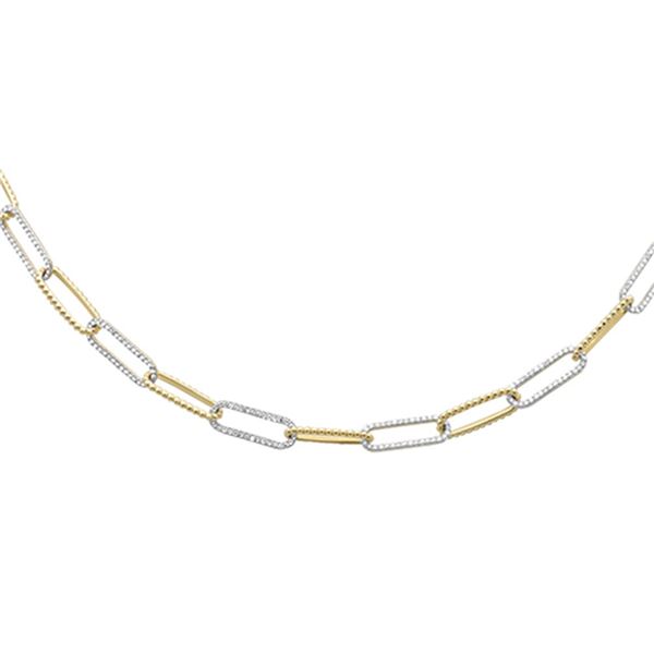 2.50ct Diamond 14K Yellow Gold Paper Clip Necklace