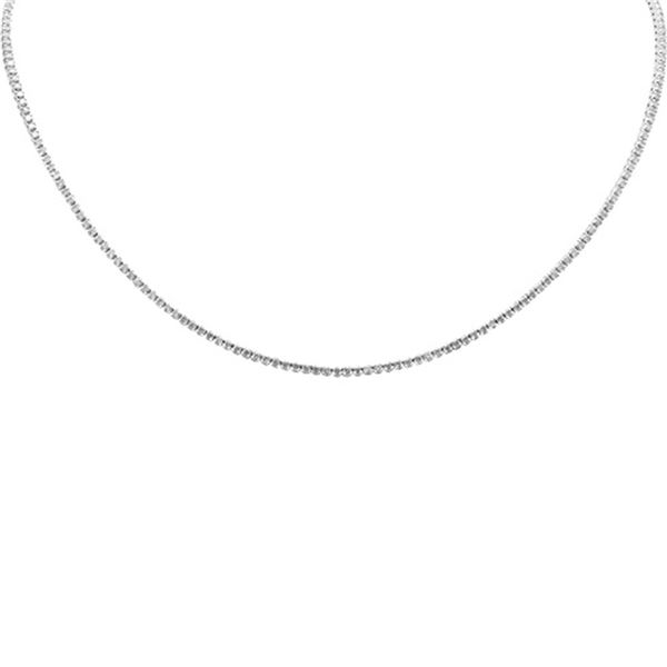 5.71ct 14K White Gold Adjustable Tennis Necklace 14"+2" Long