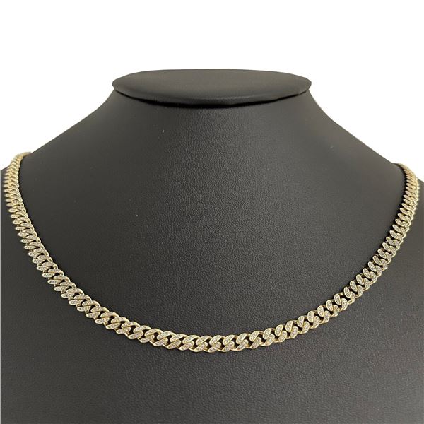 5mm 1.50ct 14k Yellow Gold Diamond Round Cuban Necklace 16"