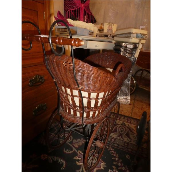 Antique wicker Doll Stroller