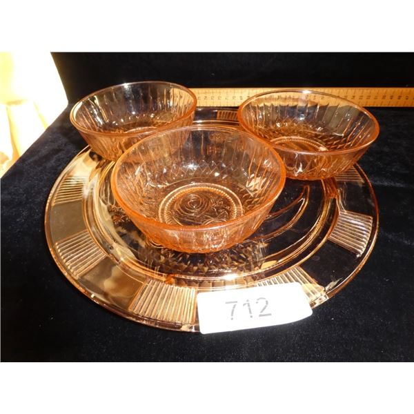 Depression Glass 3 small bowls and