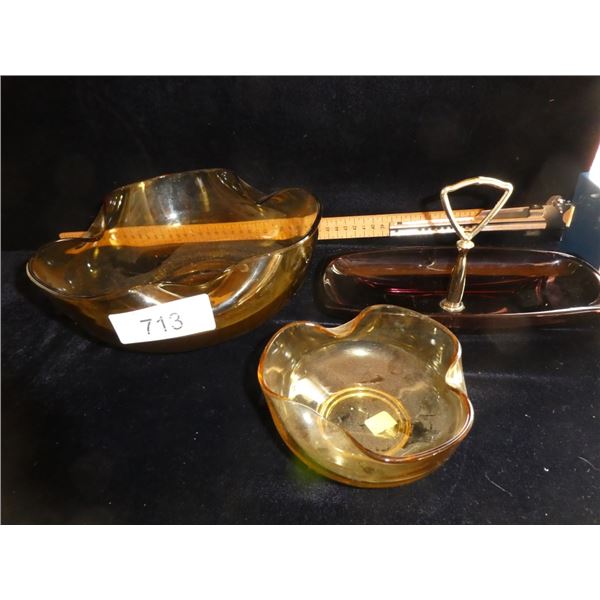 Vintage Chip and Dip Bowl and Glass Serving Dish