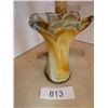 Image 1 : Brown and white art  glass vase