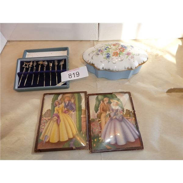 Japanese Hair pins, artwork, china bowl